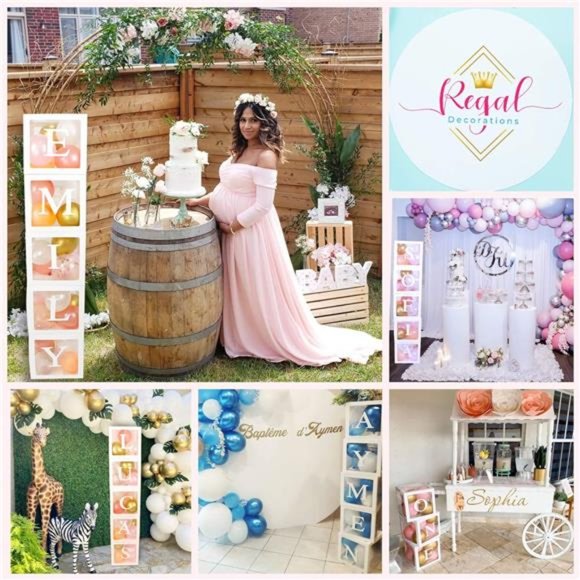 96 PC Bridal Shower Decorations Balloon Boxes White- Transparent Block - Picture 4 of 6